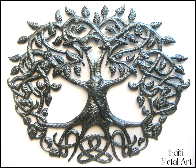 Metal Tree Wall Decor, Handcrafted Metal Wall Art, Haitian Steel Drum Art